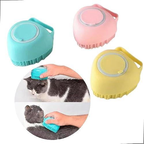         Escova De Banho E Lava Pelo De Pet Silicone Com Dispenser Para Shampoo e Sabonete Banho Cachorro Gato Cores Variadas Alpha Domus       