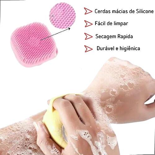         Escova De Banho E Lava Pelo De Pet Silicone Com Dispenser Para Shampoo e Sabonete Banho Cachorro Gato Cores Variadas Alpha Domus       