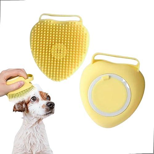         Escova De Banho E Lava Pelo De Pet Silicone Com Dispenser Para Shampoo e Sabonete Banho Cachorro Gato Cores Variadas Alpha Domus       