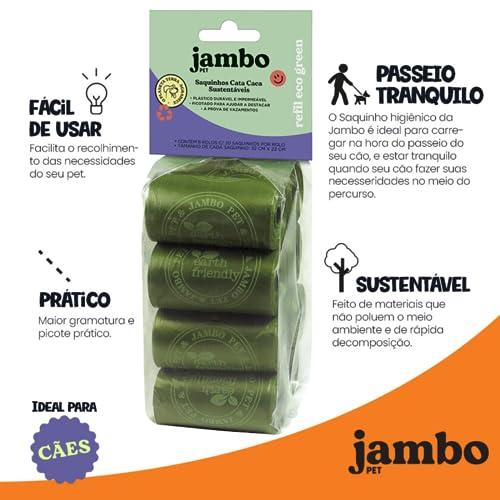         JAMBO PET, Kit Cata Caca Refil Saquinhos Higiênicos para Cães, Destaca Fácil, 8 Rolos, Plástico Durável e Impermeável, À Prova de Vazamentos, Diversas Cores       